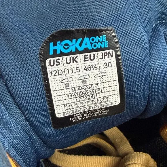 Hoka Arahi 7 Men's Running Shoes Navy Teal Orange Lace Up Athletic Sneakers 12D - Picture 9 of 10